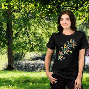 yellow white Hungarian floral motifs Tri-Blend Shirt