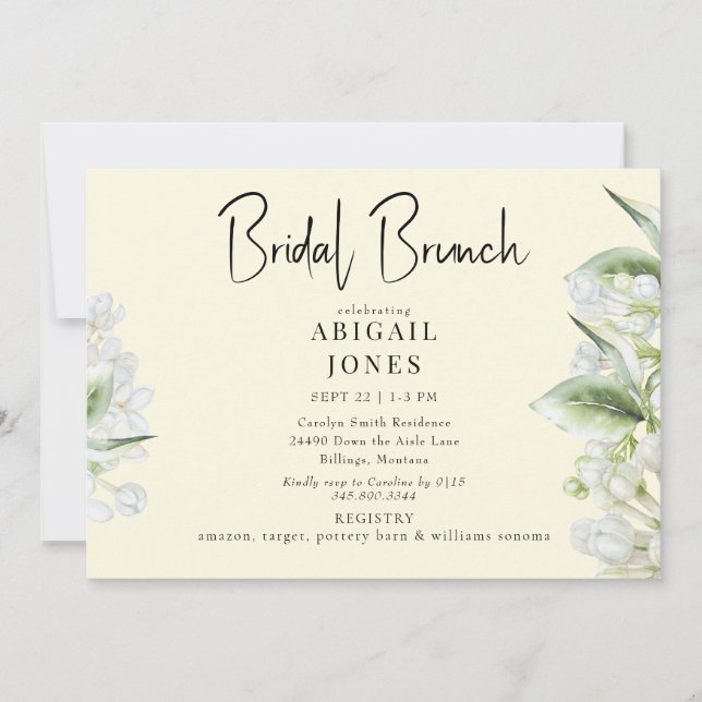 Yellow White Hydrangeas Bridal Brunch Invitation (Front)