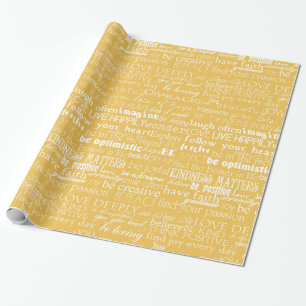 Yellow White Inspirational Words Wrapping Paper