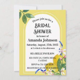 Yellow & White Italian Lemon Blossom Bridal Shower Invitation