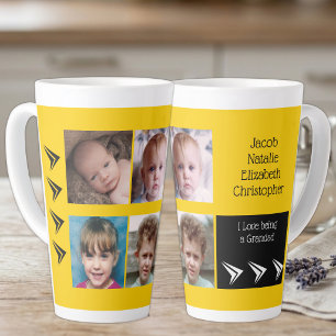 Yellow white love being a Grandad with photos Latte Mug