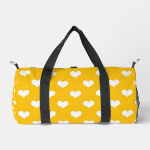 Yellow White Love Heart Pattern Design  Duffle Bag