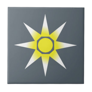 Yellow White Magic Sun Happy Tile