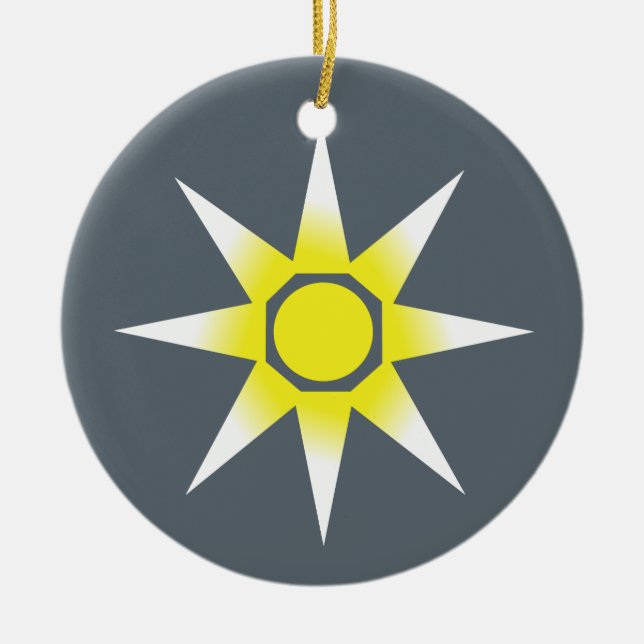 Yellow White Magic Sun Product Ceramic Tree Decoration (Front)