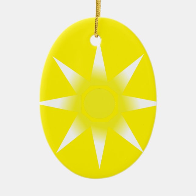Yellow White Magic Sun Product Ceramic Tree Decoration (Front)