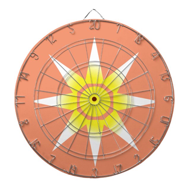 Yellow White Magic Sun Product Dartboard (Front)