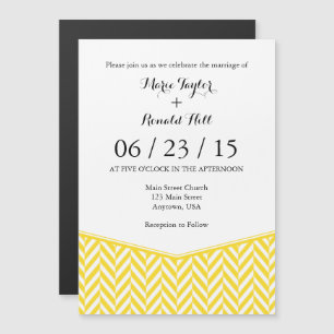 Yellow White Magnetic Herringbone Wedding Invite