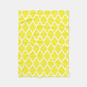 Yellow White Moroccan Quatrefoil Pattern #4 Fleece Blanket
