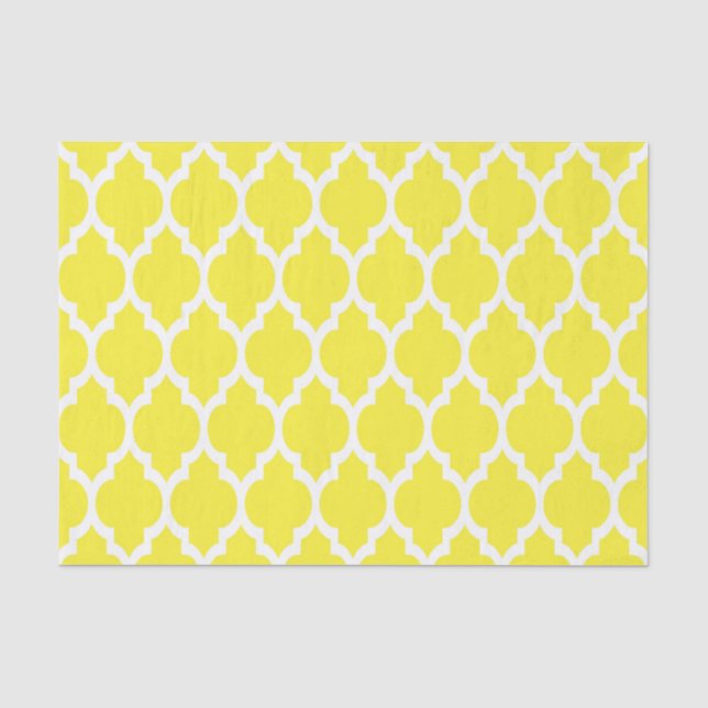 Yellow White Moroccan Quatrefoil Pattern #4 Tissue Paper (Front)