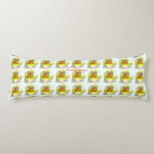 yellow white orchids floral pattern body cushion