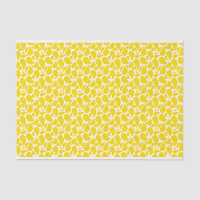 YELLOW & WHITE PAISLEY PATTERNS TISSUE PAPER (Front)