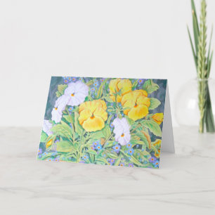 Yellow & White Pansies Birthday Card