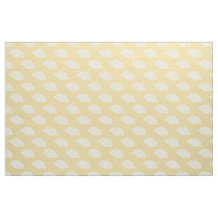 Yellow white paper fans oriental pattern fabric
