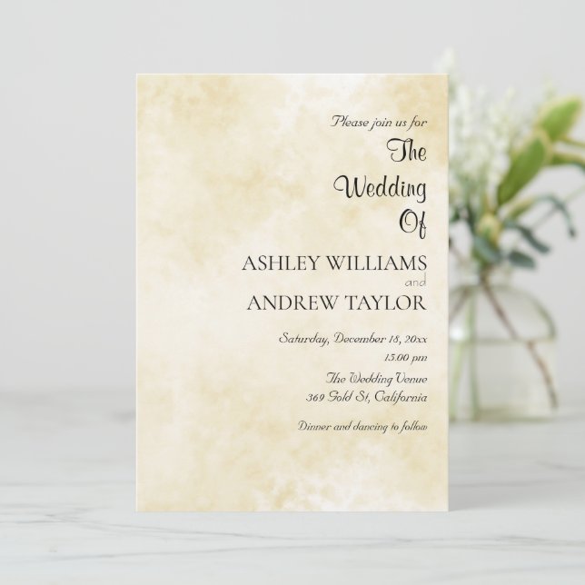 Yellow White Pattern Elegant Wedding Invitation (Standing Front)