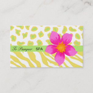Yellow, White, Pink & Green Zebra & Cheetah Skin Business Card