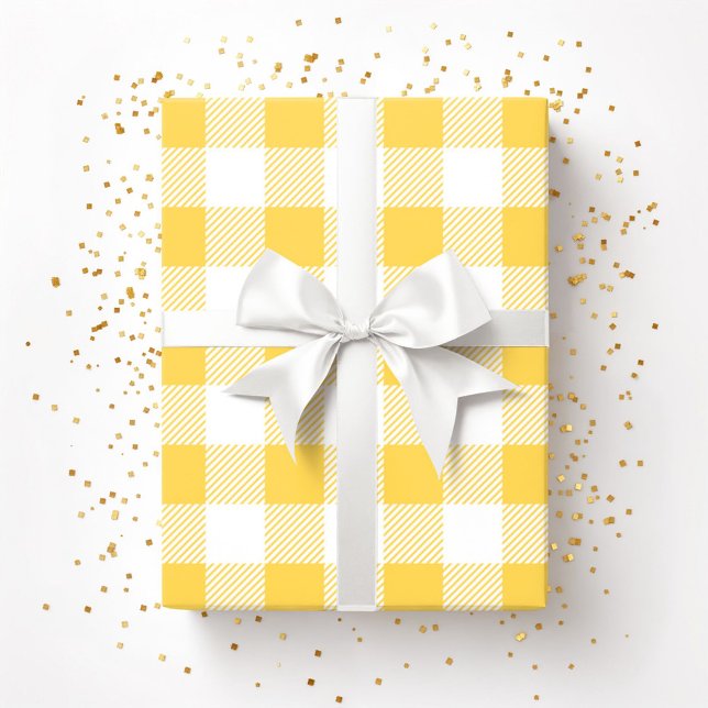 Yellow White Plaid Pattern Wrapping Wrapping Paper (Yellow White Plaid Pattern Wrapping Wrapping Paper)