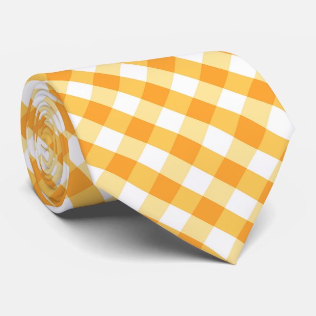 yellow white plaid tiled pattern  tie (Rolled)