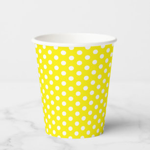 Yellow White Polka Dot Pattern Paper Cups