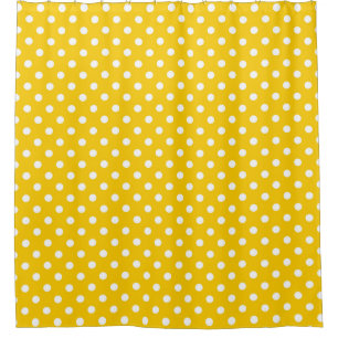 Yellow White Polka Dots Design Shower Curtain