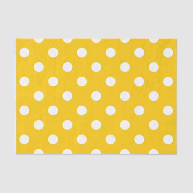 Yellow White Polka Dots Design Tissue Paper (Front)