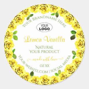 Yellow White Product Label Blooming Roses Add Logo