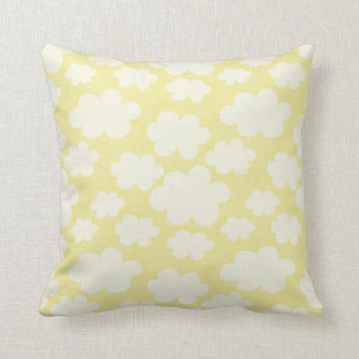 Yellow white puffy clouds pillow