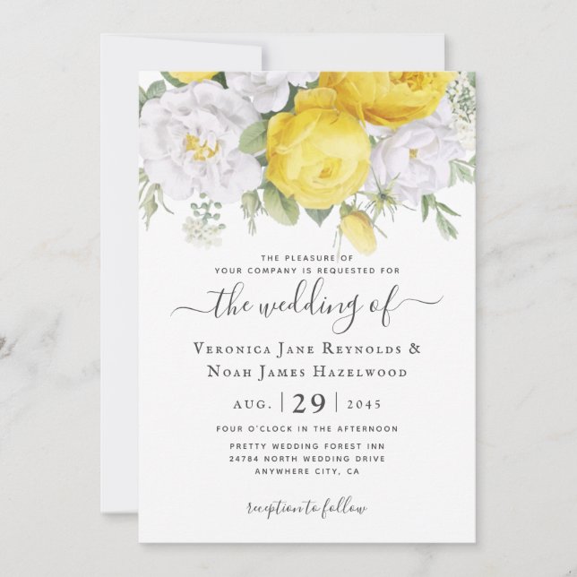Yellow White Ranunculus Florals Invitation (Front)