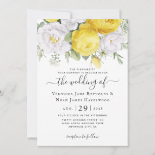 Yellow White Ranunculus Florals Invitation