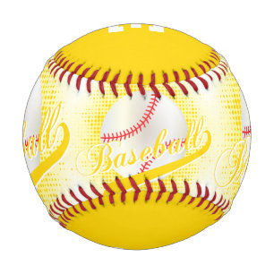 Yellow   White Retro Baseball Sports