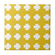 Yellow & White Retro Floral print