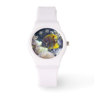 yellow & white Saltwater Copperband Butterflyfish Watch