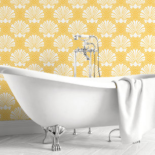 Yellow & White Seashell Wallpaper