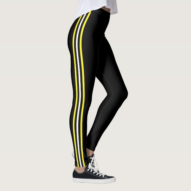 Yellow White Side Stripe Black Leggings Your Colou (Right)