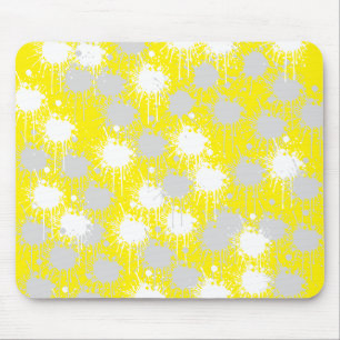 Yellow, White Silver Blush Abstract Mouse Mat