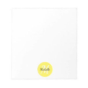 Yellow & White Simple Monogram Classic Trendy Notepad
