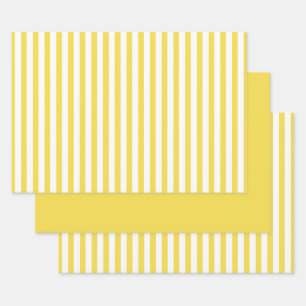 yellow White Simple Stripes Pattern Geometric Wrapping Paper Sheet