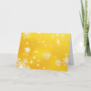 Yellow/White Snowflakes Christmas Holiday Card