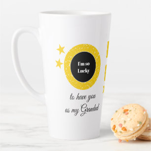Yellow white so lucky Grandad with photo Latte Mug