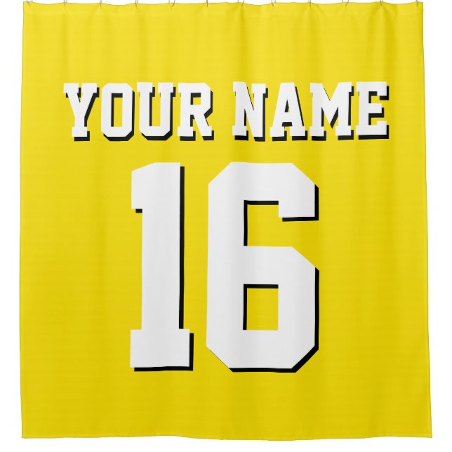 Yellow White Sports Jersey Team Jersey Shower Curtain (Front)