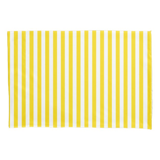 Yellow White Striped Elegant Decorative Template Pillowcase (Front)