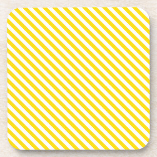 Yellow White Striped Modern Decorative Template Th Coaster