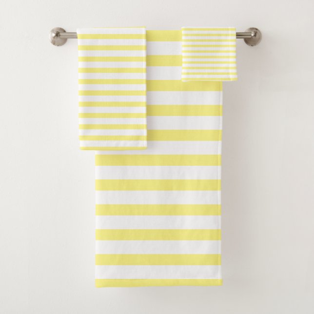 yellow & white stripes bath towel set (Insitu)