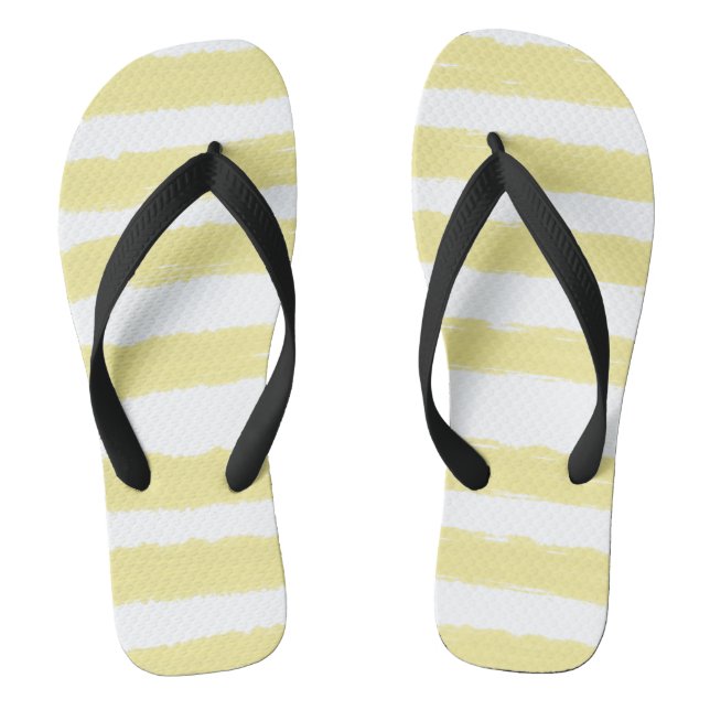 Yellow White Stripes Flip Flops (Footbed)