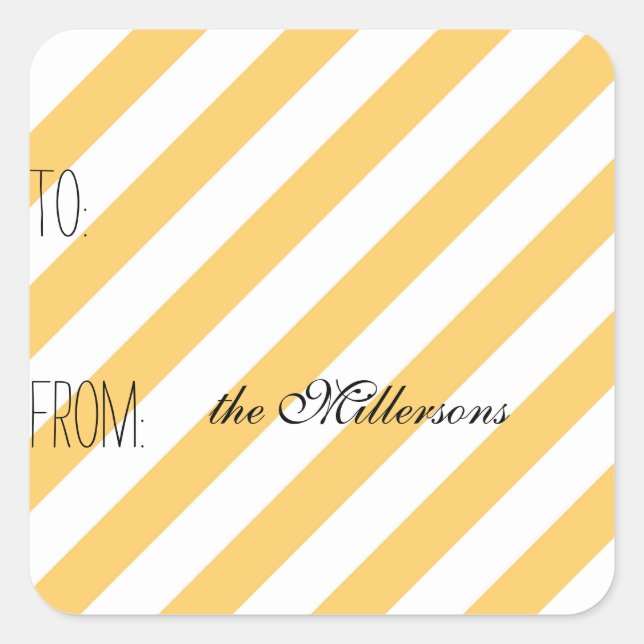 Yellow White Stripes Gift Tag (Front)