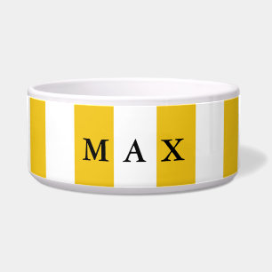 Yellow & White Stripes Modern Chic Pet Dog Bowl