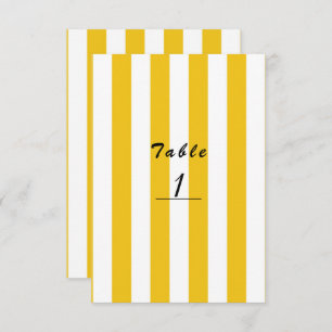 Yellow & White Stripes Modern Striped Table Number