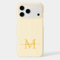Yellow & White Stripes Monogram Initial