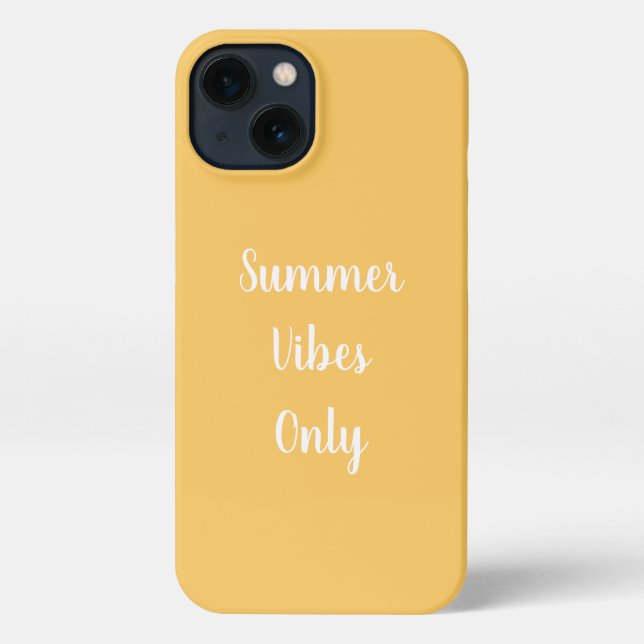 Yellow & White Summer Vibes Only Typography iPhone Case (Back)