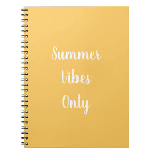 Yellow & White Summer Vibes Only Typography Notebook