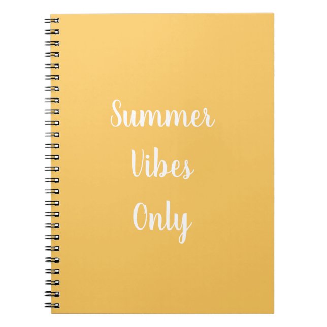Yellow & White Summer Vibes Only Typography Notebook (Front)